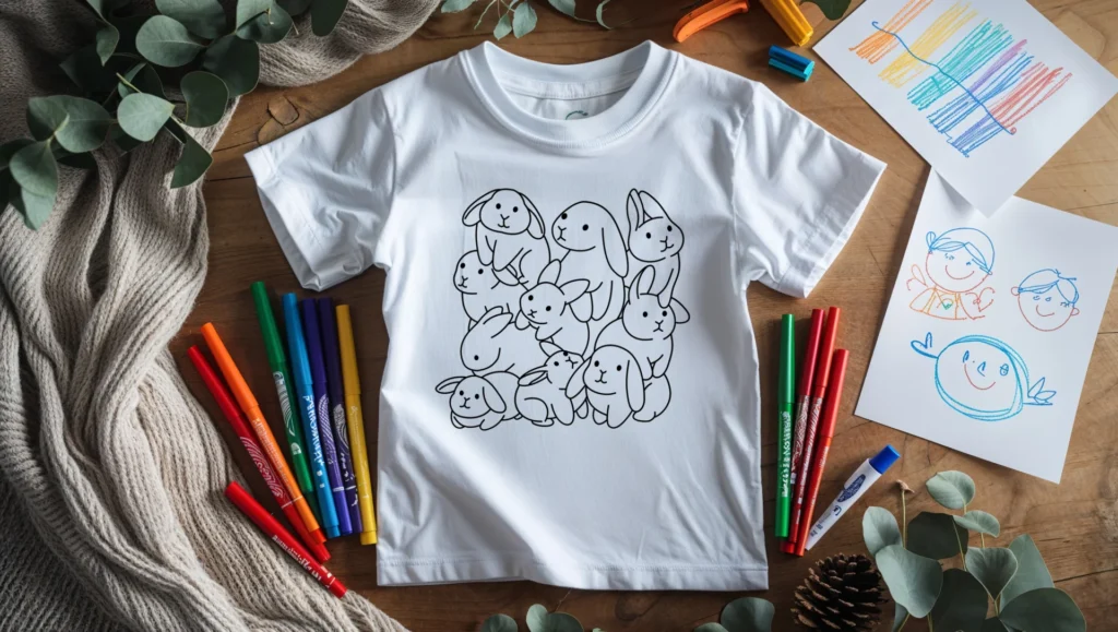 t-shirt a colorier teepi motifs lapin
