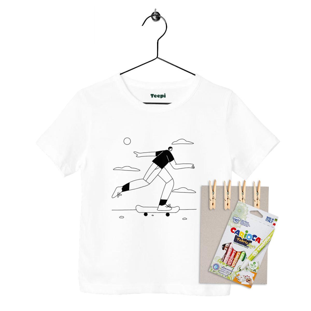 t-shirt à colorier teepi classique skatebord