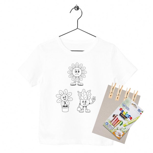 Kit créatif enfant Teepi Kids Inko jardin– T-shirt à colorier 100 % coton bio avec feutres textiles