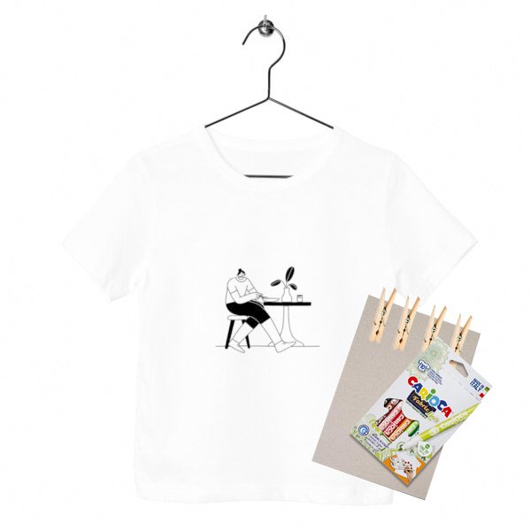 Kit créatif enfant Teepi Kids Linéa Sérénité – T-shirt à colorier 100 % coton bio avec feutres textiles
