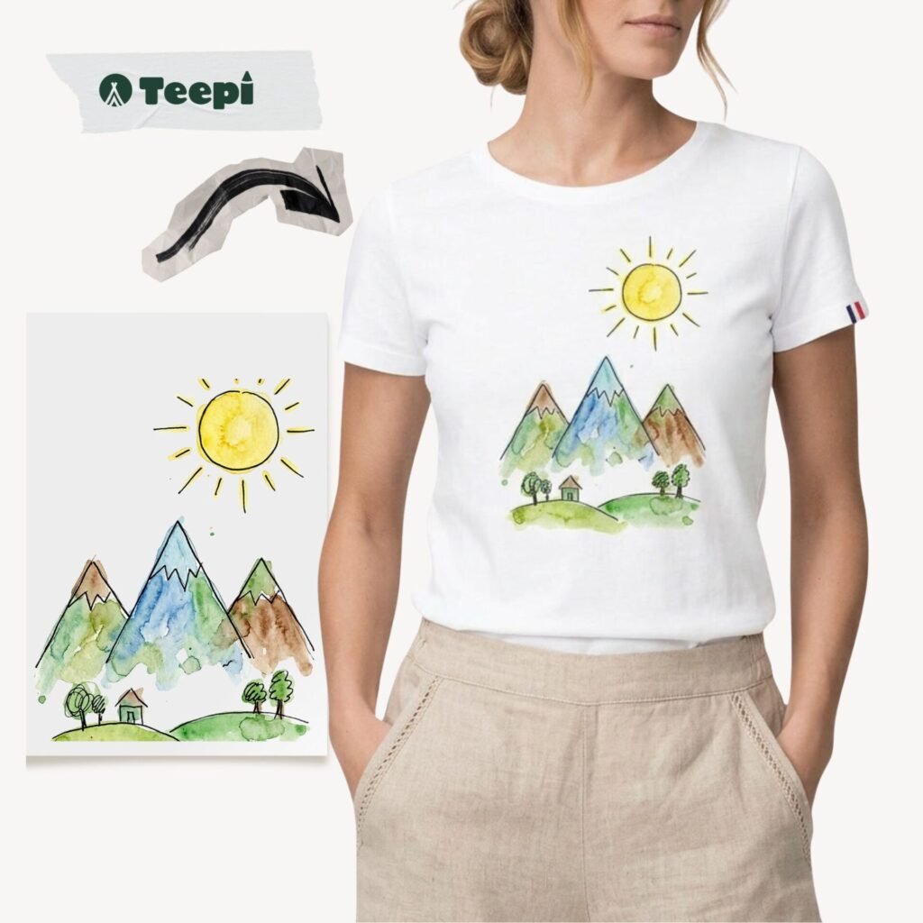Dessin d'enfant imprimé sur un t-shirt teepi memory